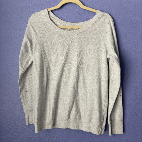 Victoria’s Secret Sweater Heather Gray Rhinestones on Sleeves Medium Lightweight - Picture 1 of 6